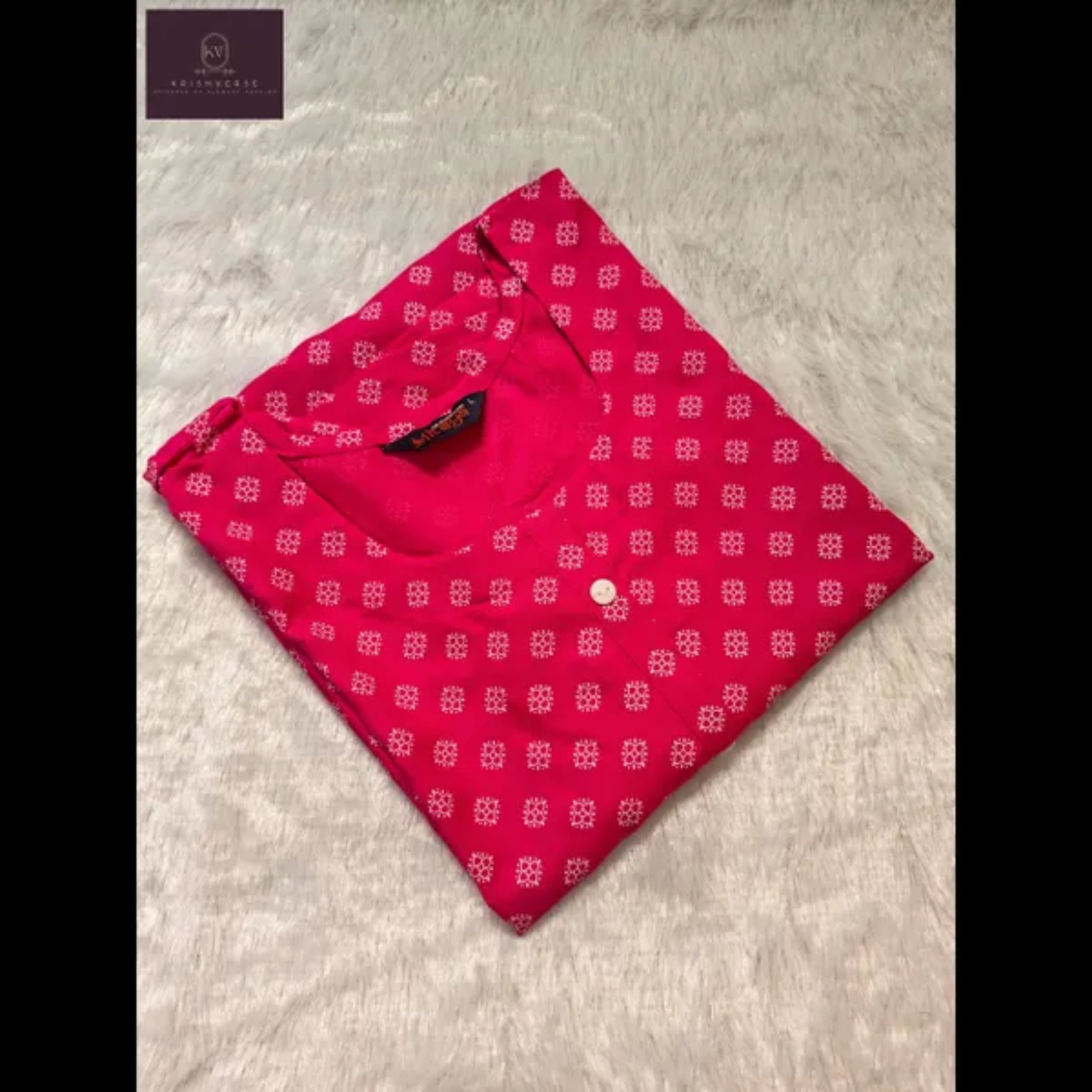 Rich Pink Cotton Kurta with delicate all-over motifs | Everday Elegance
