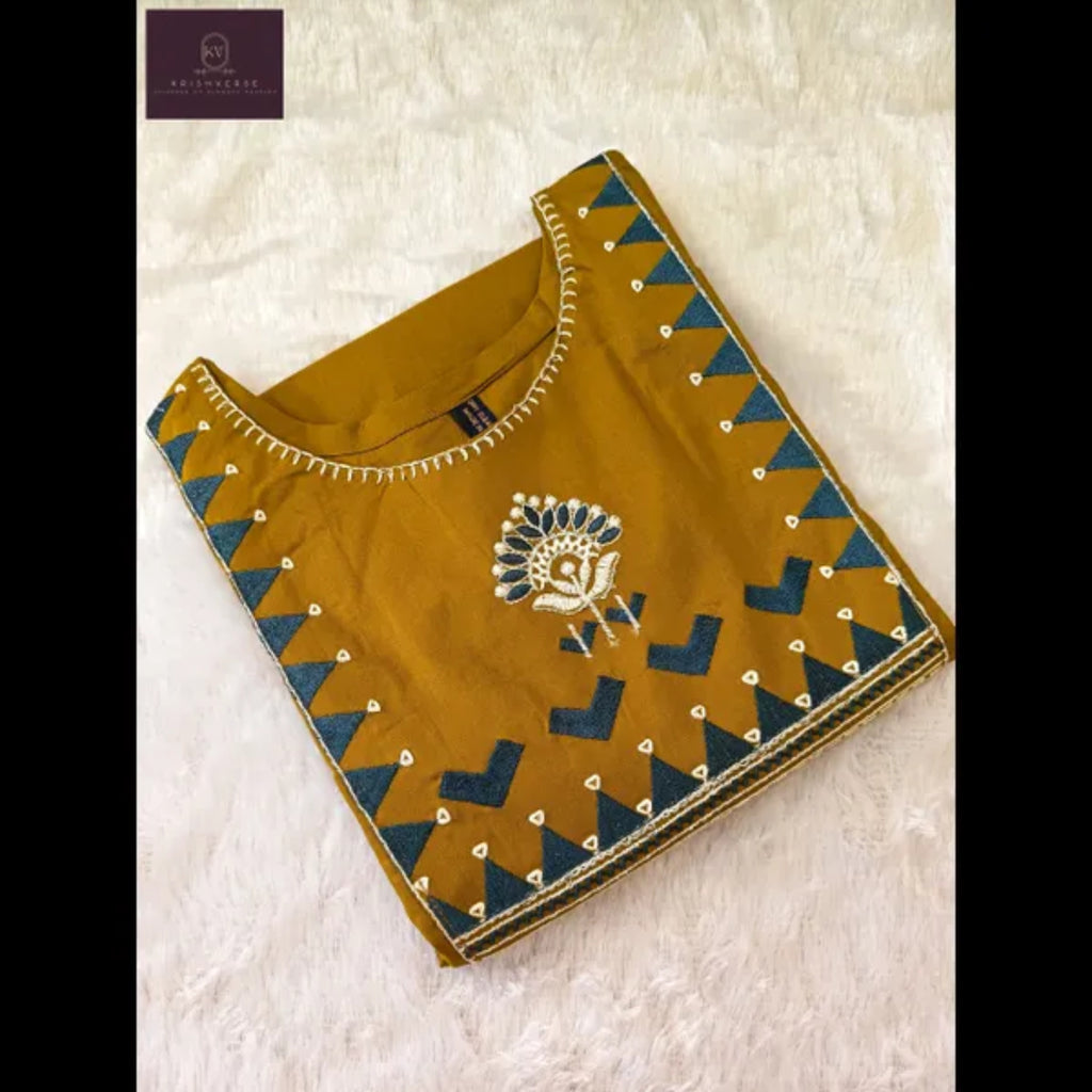 Mustard Yellow Cotton Kurta Set (Office / Everyday Wear)