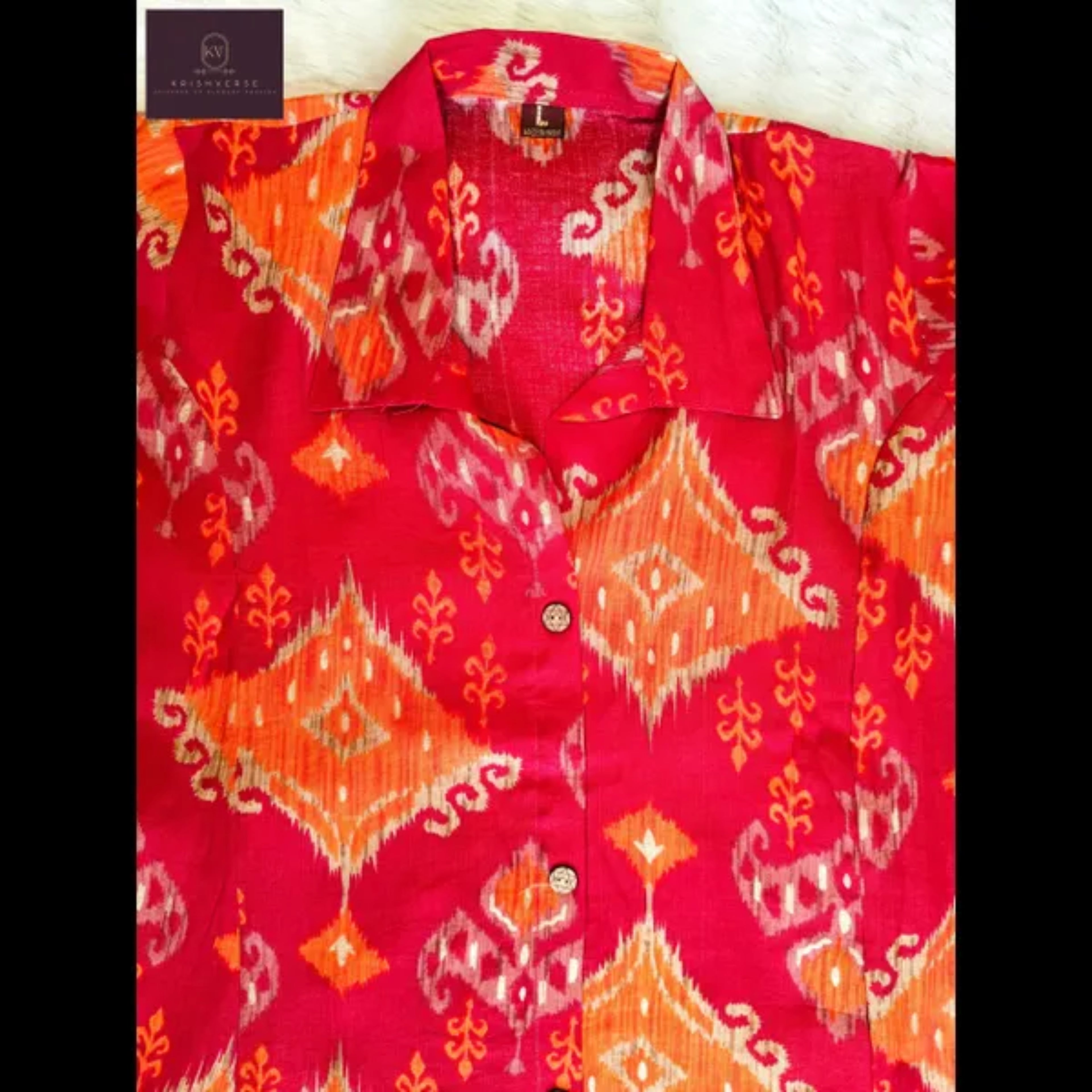 Red & Orange Ikat Print A-Line Kurta Set for Women – Premium Ethnic Wear