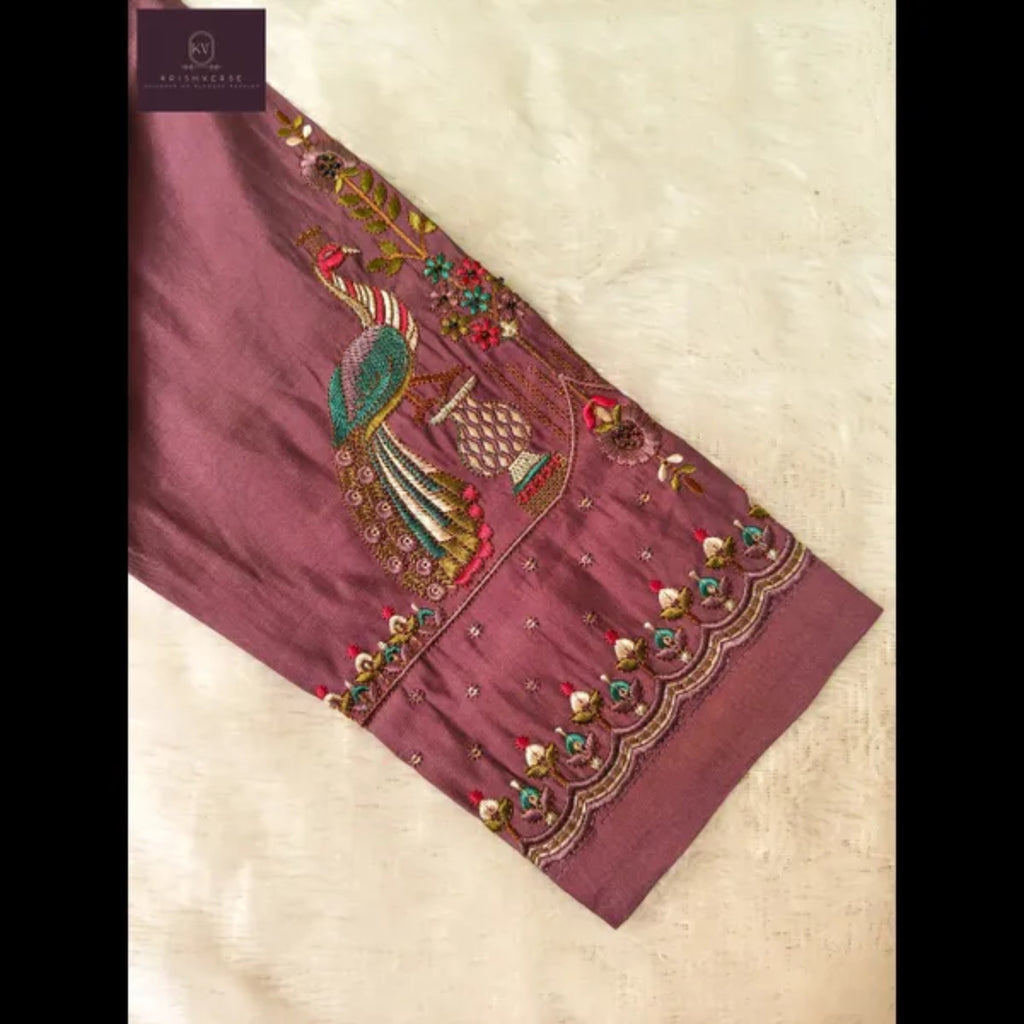 Lavender Embroidered Kurta Set with Dupatta (Festive / Occasion Wear)