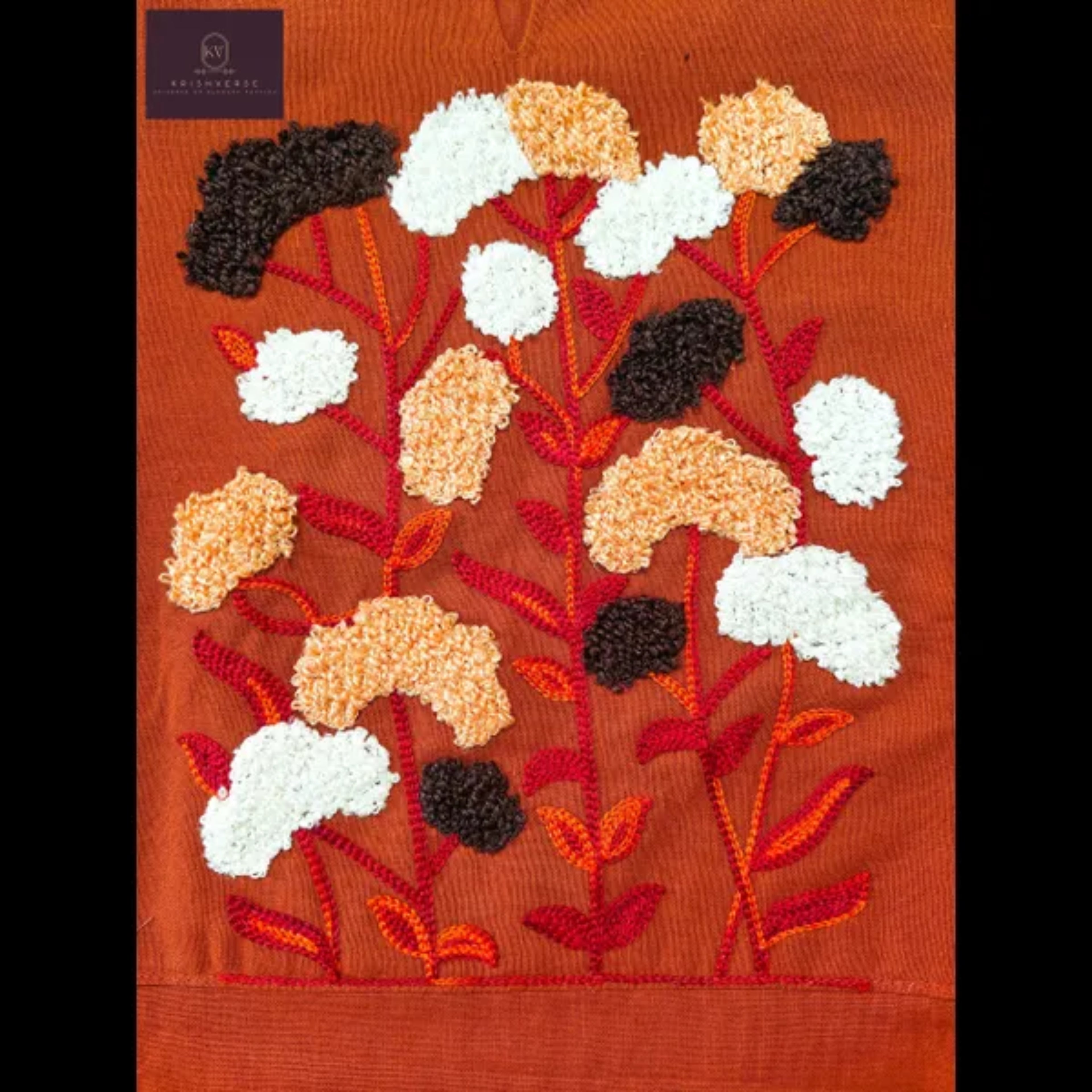 Rust Orange Floral 4D Effect Embroidered Kurta Set (Elegant Workwear)