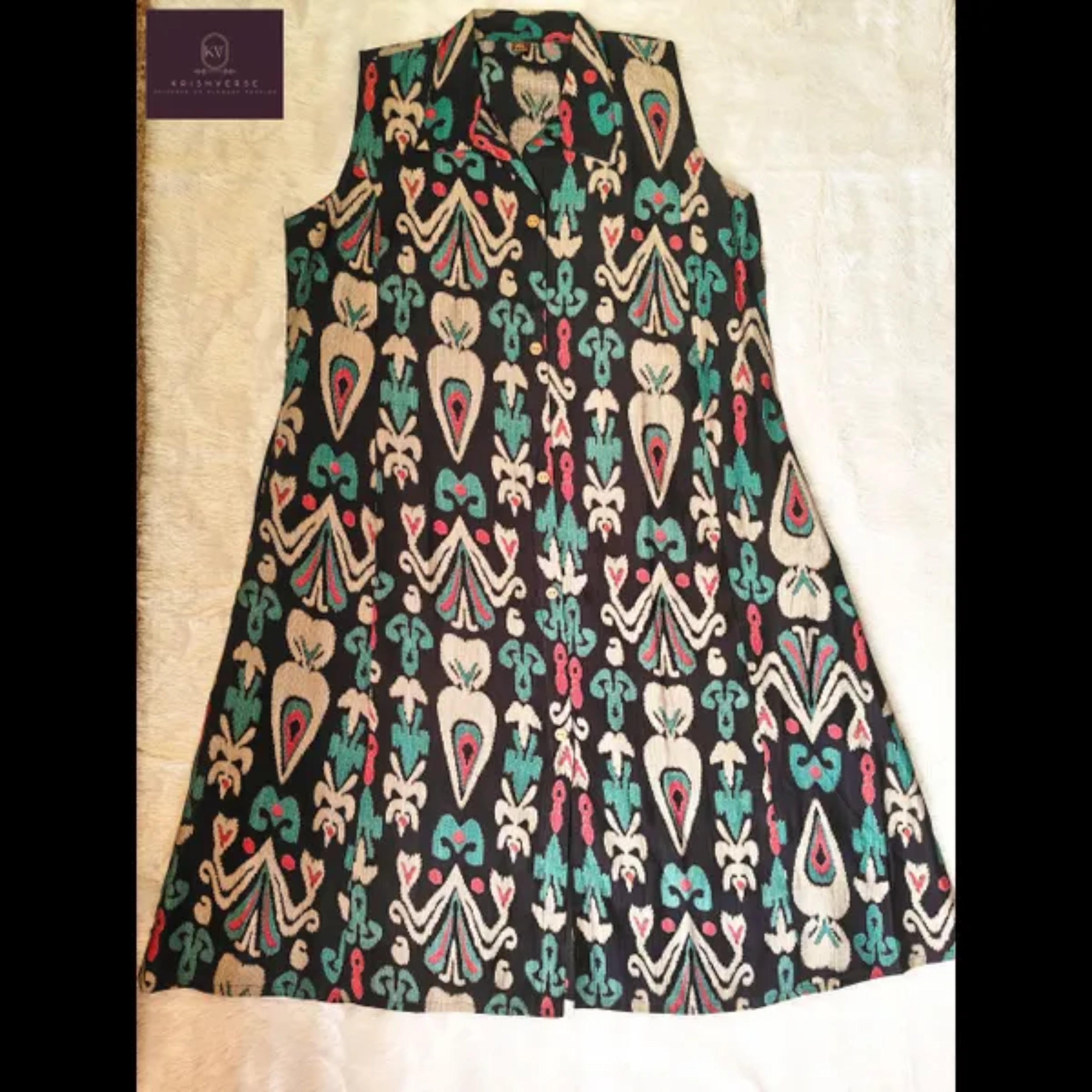 Handloom-Inspired Ikat Print| Navy Blue Kurta Set – Effortless Everyday Elegance