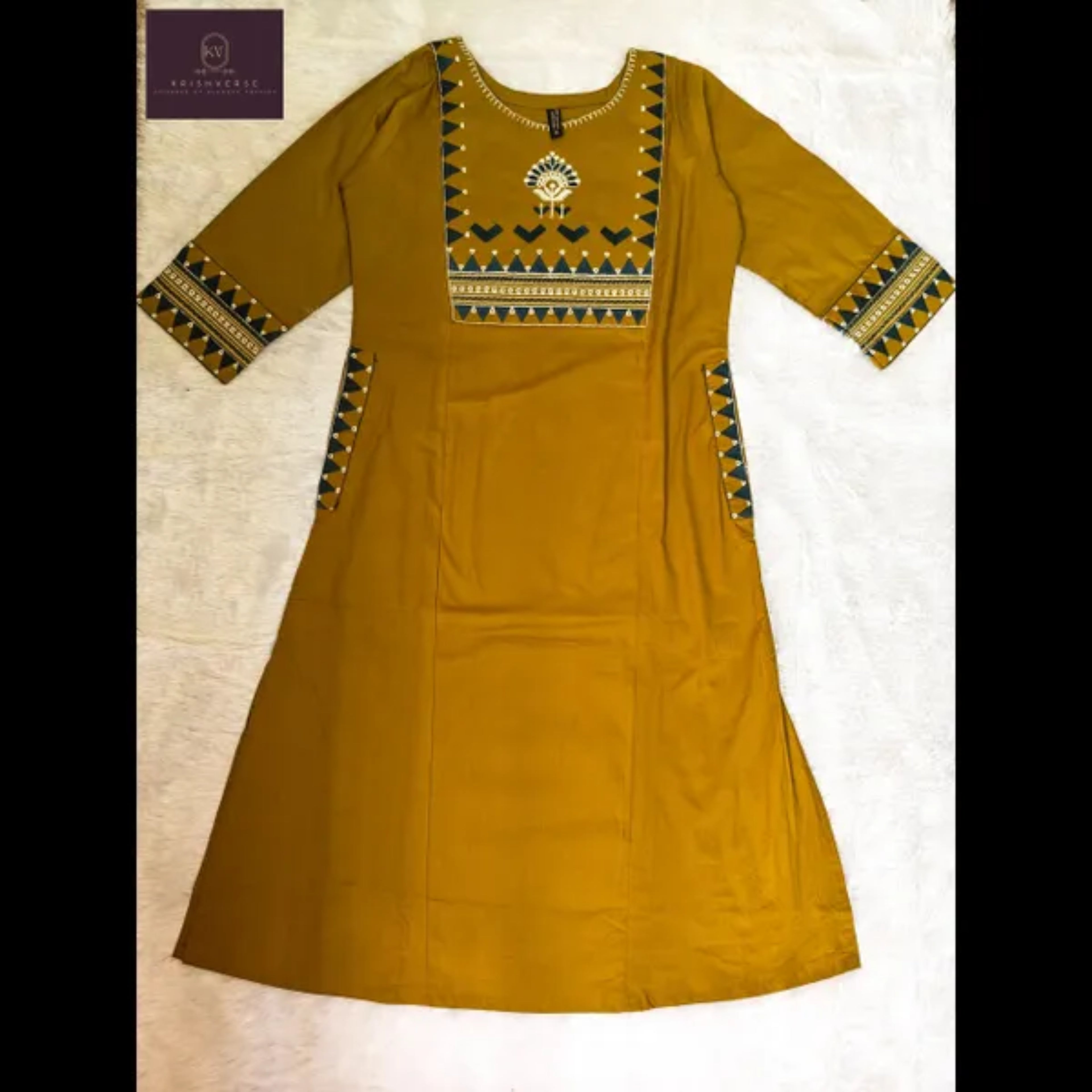 Mustard Yellow Cotton Kurta Set (Office / Everyday Wear)