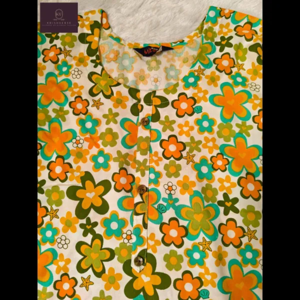Floral Bloom Printed Cotton Kurta