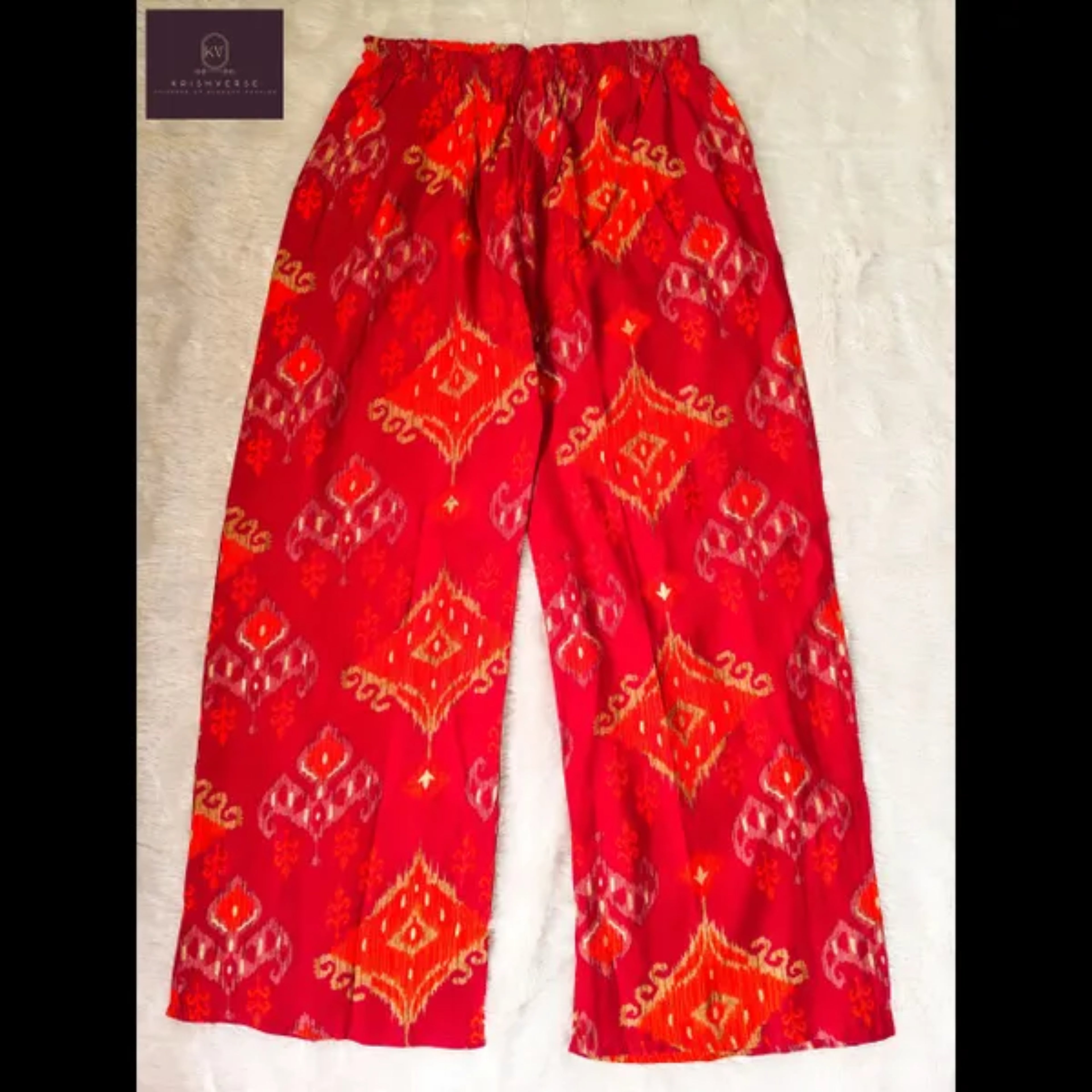 Red & Orange Ikat Print A-Line Kurta Set for Women – Premium Ethnic Wear