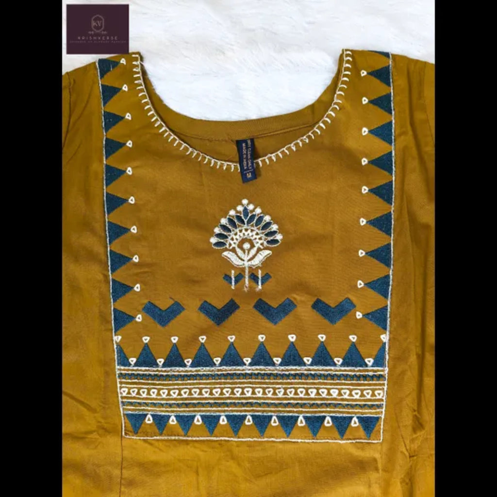 Mustard Yellow Cotton Kurta Set (Office / Everyday Wear)