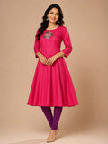 Vibrant Rani Pink Hand Embroidered Anarkali Kurta Set (Elegant Festivities)