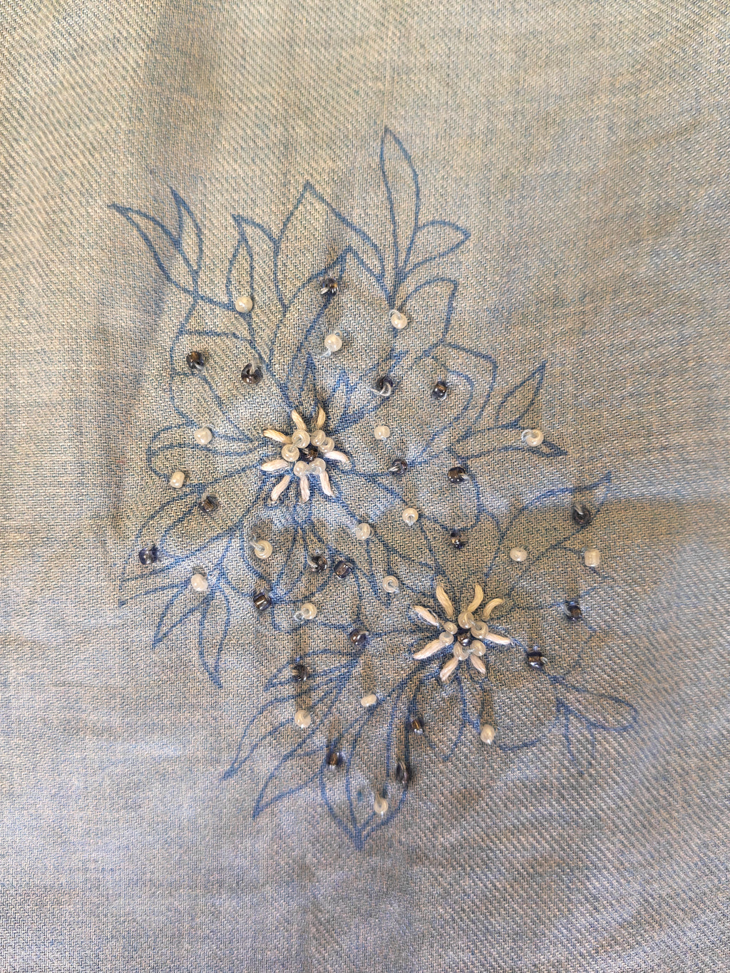Aqua Blue Cord Set | Premium Linen Fabric | Elegant Tread & Beads Work