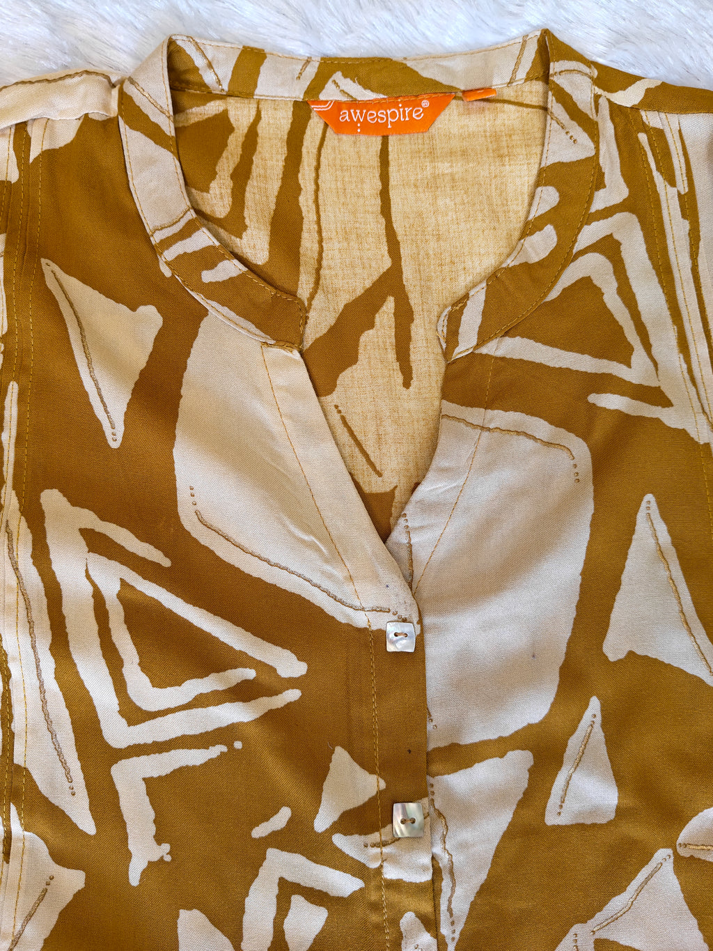 Mustart Cord Set | Premium Liva Reyon Fabric | Abstract Print with Gold Highlights