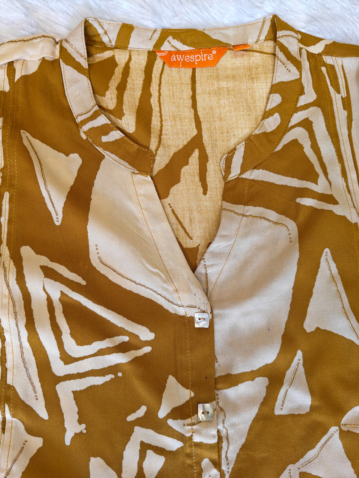 Mustart Cord Set | Premium Liva Reyon Fabric | Abstract Print with Gold Highlights