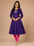Royal Purple Hand Embroidered Anarkali Kurta Set (Sophisticated Festivities)